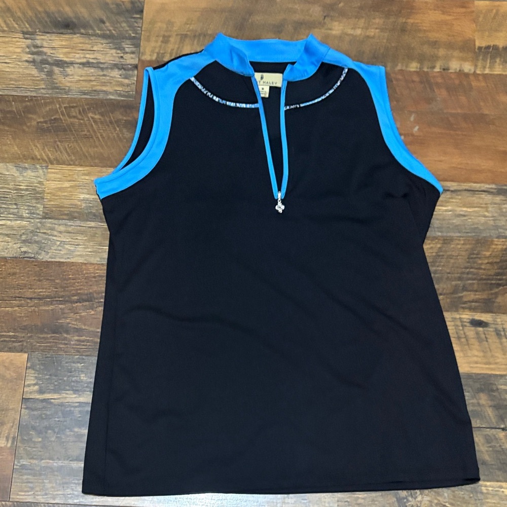 Sport Haley Black Tank Top with‎ Bright Blue Trim